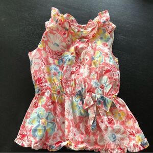 Janie and Jack Floral‎ Dress Baby Girl 6-12 Mos Pink Sleeveless Ruffled